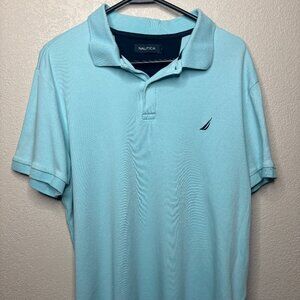 Nautica Mens XL Light Blue Polo 100% Cotton
